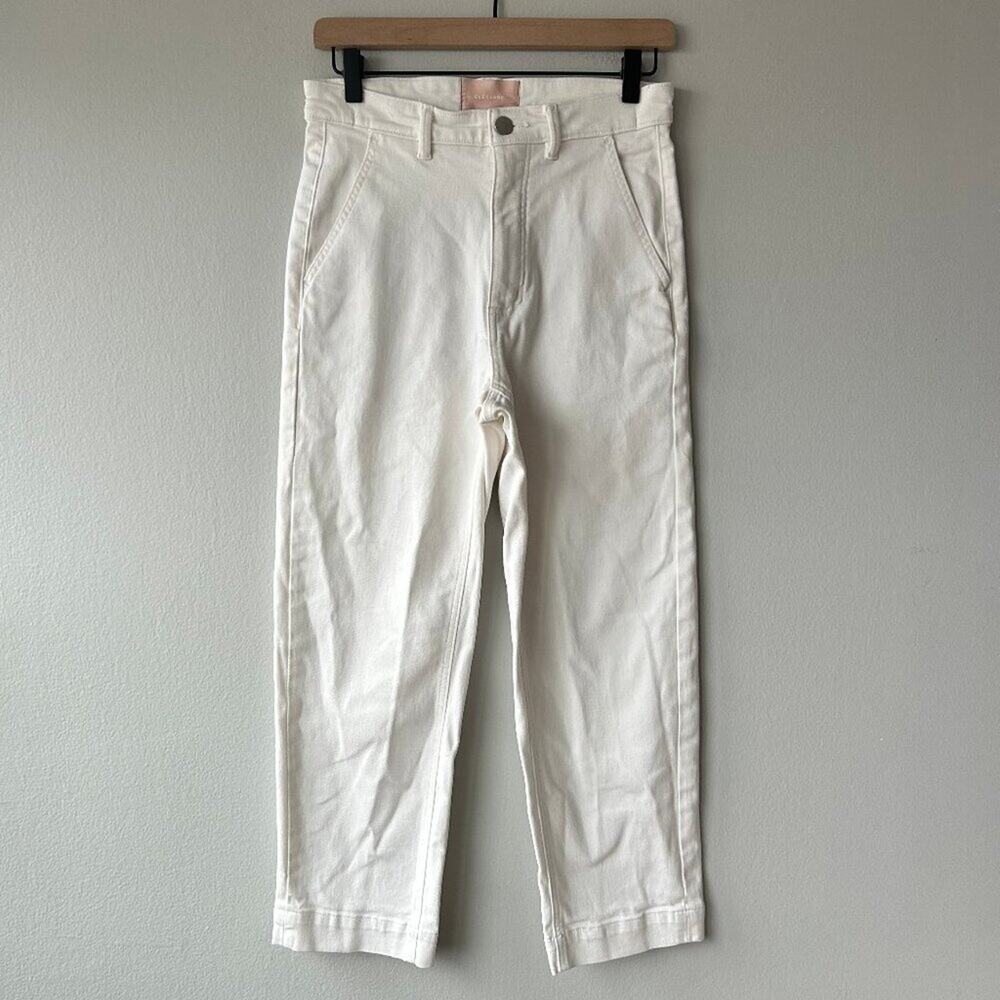 Everlane Straight Leg Cropped Pants Women 6 Bone White - Picture 3 of 12
